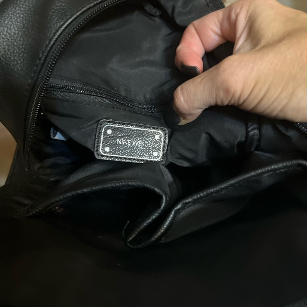 EUC- SUPER CUTE NINE WEST BLACK BACKPACK WITH SILVER STUDS - Picture 7 of 11